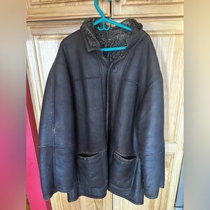 Men's genuine Leather Jacket with Shearling Lining XL